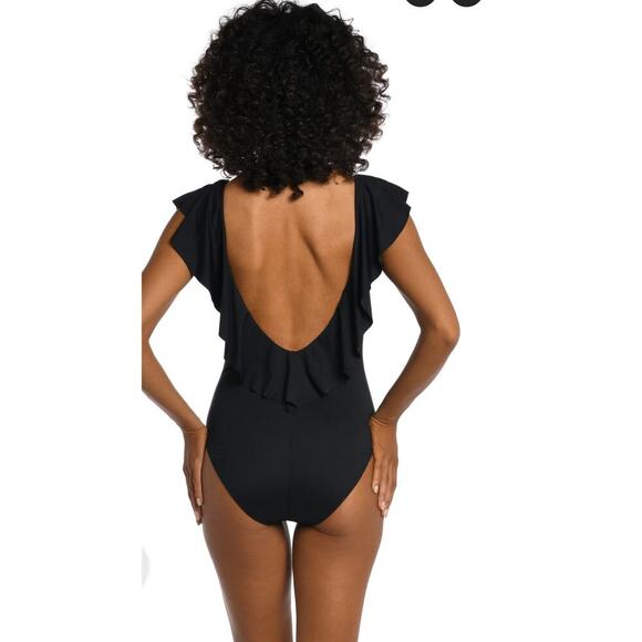La Blanca Island Goddess Ruffle Plunge One Piece - Size 16 NEW - Picture 3 of 11